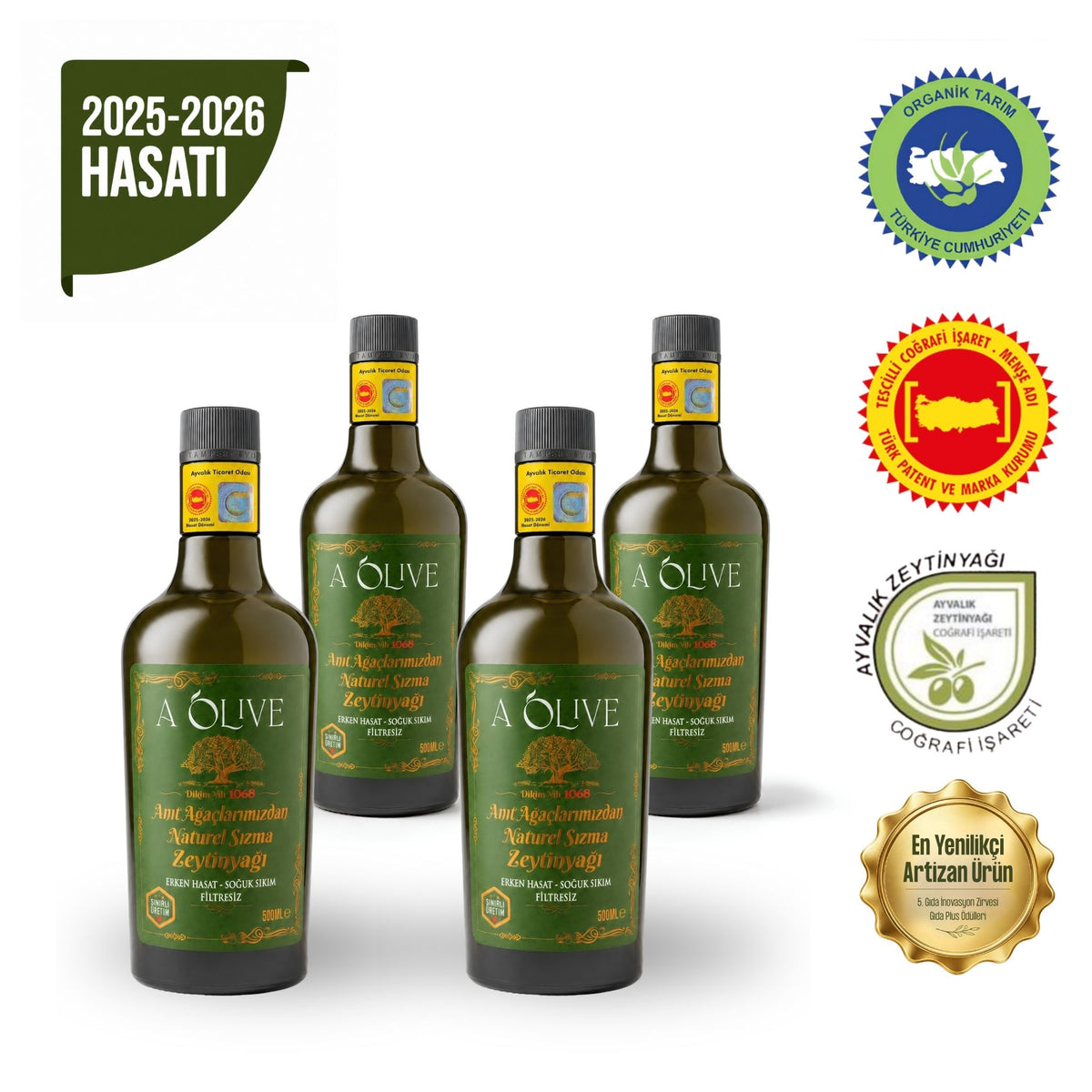 Dörtlü 2025–2026 Sezonu - Anıt Ağaçlarından 500 ML Zeytinyağı