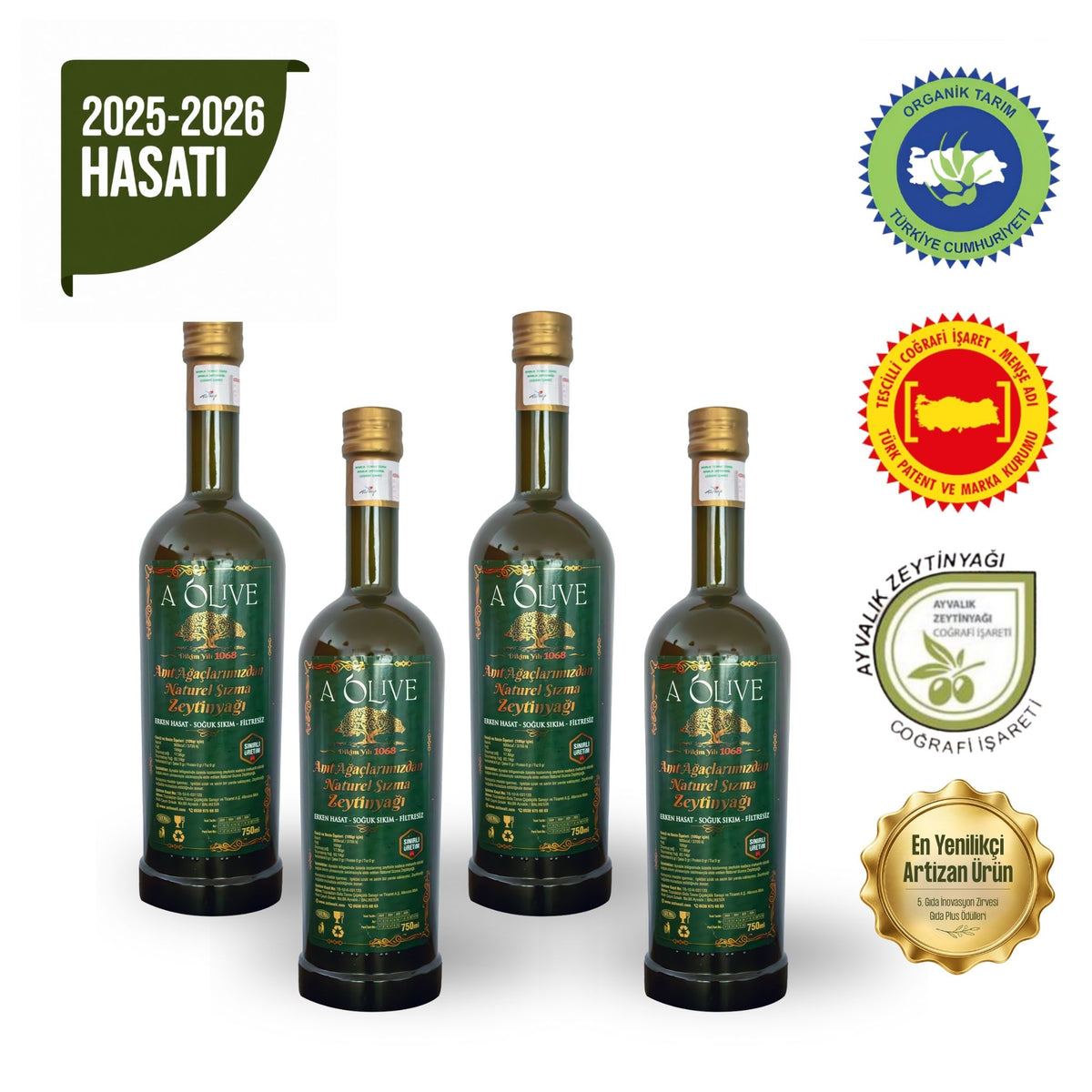 Dörtlü 2025–2026 Sezonu - Anıt Ağaçlarından 750 ML Zeytinyağı