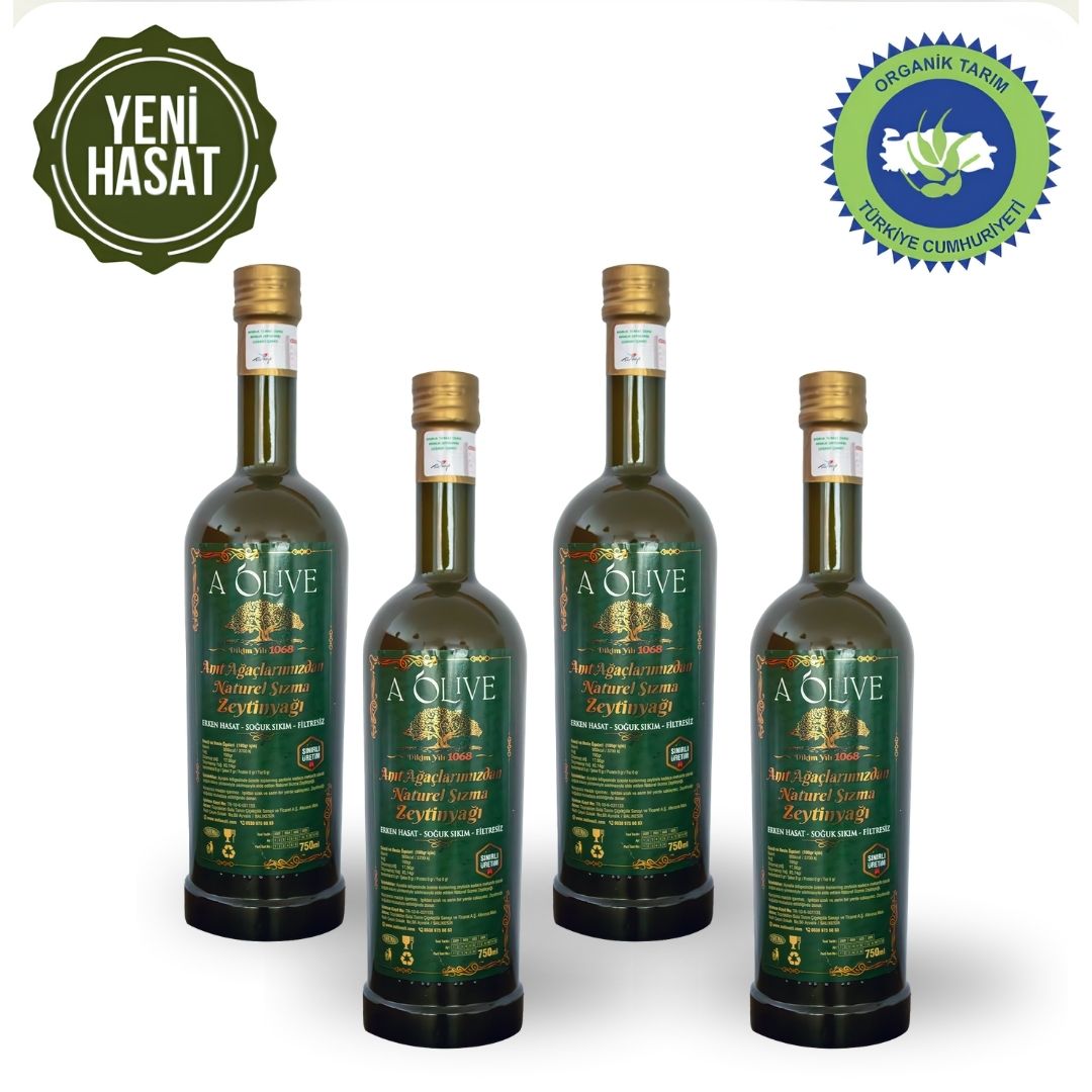 Dörtlü Yeni Mahsül - Anıt Ağaçlarından 750 ML Zeytinyağı